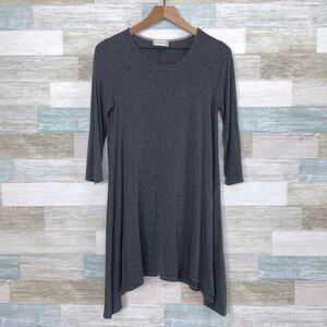 Altar'd State Hanky Hem Swing Dress Gray Jersey Knit Stretch Casual Womens Small